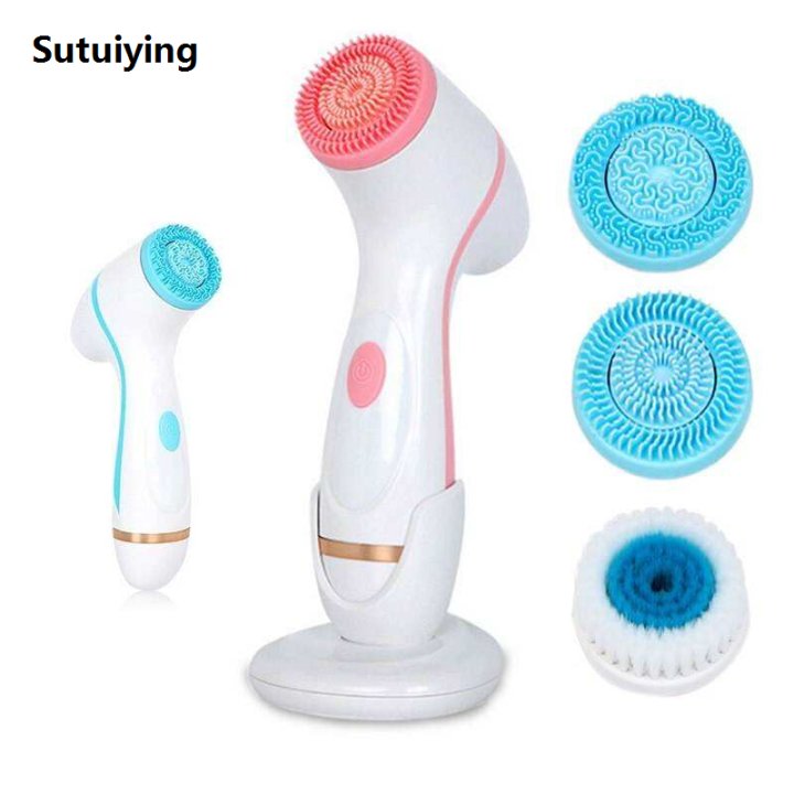 Sutuiying%20Battery%20Operate%20Double%20Rotating%20Soft%20Brush%20Head%20Deeply%20Clean%20Fashion%20Electric%20Silicone%20Facial%20Cleansing%20Brush%20With%203%20Brush%20-%20Image%202