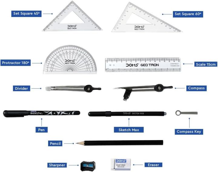 GEOMETRY BOX AND MATHEMATICAL DRAWING INSTRUMENTS |Dual Side Tray |12 ...