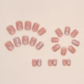 24Pcs Short Elegant Vintage Flower Fake Nails with Glue DIY Art Design False Nails Wearable Nails Stylish Pattern Artificial Nails. 