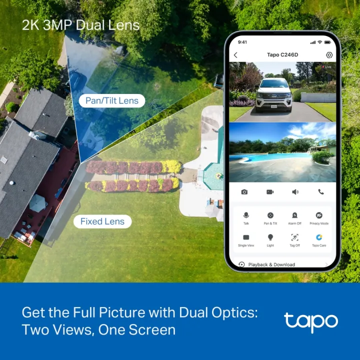 TP-Link%20Tapo%20C246D%20Indoor/Outdoor%202K%203MP%20Dual%20Lens%20Pan/Tilt%20Security%20Camera%20%20Free%20AI%20Detection%20Full-color%20Smart%20Night%20Vision,%202-Way%20Audio%20Works%20with%20Alexa,%20Google%20Assistant%20&%20Samsung%20SmartThings%20-%20Image%209