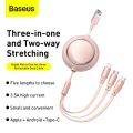 Baseus 3 in 1 Retractable USB Cable For iPhone 12 Pro Max 3.5A USB Micro Type C Quick Charging Cable For Sumsung Huawei Vivo Oppo Xiaomi Realme. 