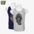 Shangrila Pack Of Two 'Ganesh' Printed Tank Top For Men - Navy/Grey - Fashion | Tank Tops For Men | Men's Wear | Printed Tank Tops |. 