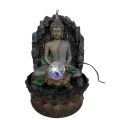 Lord Buddha Water Fountain with LED Lights and Water Pump (Gray, 12" X 8" X 8"). 