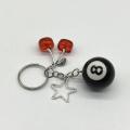 0.98in 8 Ball Keychain Unique Star Cherry Billiard Keychain Red Creative Pool Ball Keychain for Gift Men Women Teens Car Keys. 