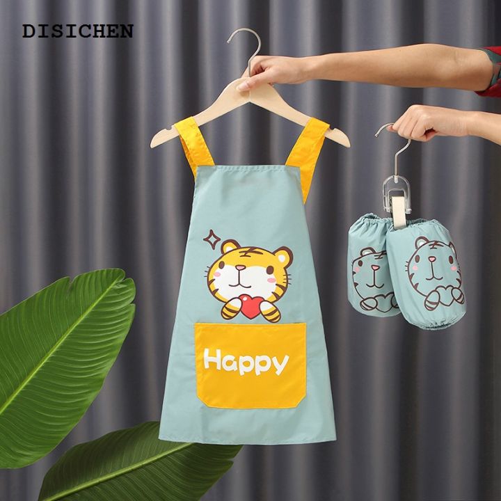 DISICHEN%20Affordable%20Kids%20Apron%20sleeves%20set%20Cute%20Waterproof%20Apron%20Child%20Kitchen%20Baking%20drawing%20Restaurant%20Workwear%20Cleaning%20Tool%20for%203-10Y%20-%20Image%203