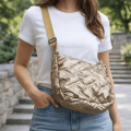 Exquisite Dumpling Bag Bright Space Cotton Tote Bag Large Capacity Crossbody Bag Shoulder Bag Down Nylon Handbag Lady. 