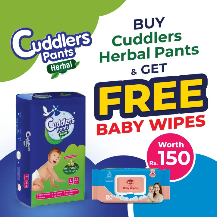 Cuddlers%20Herbal%20Diapers%20Large%2044%20(9-14%20kg)%20With%20FREE%20Baby%20Wipes%20Worth%20Rs.150%20-%20Image%202