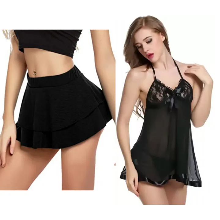 Fancyra%20Combo%20Set%20Of%20Women%20Pleated%20Mini%20Skirt%20Solid%20Ruffle%20Lingerie%20Skirts%20And%20Lingerie%20Set%20Free%20Size%20Black%20Color%20-%20Image%207