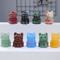 Smooth No Burrs Sitting Posture Lucky Cat Figure Chinese Lucky Cat Statue Faux Crystal Ornament Home Decor. 