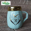 Milda Ceramic Tea Coffee Mug Cup with Mirror Lid MC 28. 