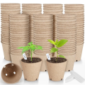Round Plant Nursery Pot with Drainage Hole, Biodegradable Container-L. 
