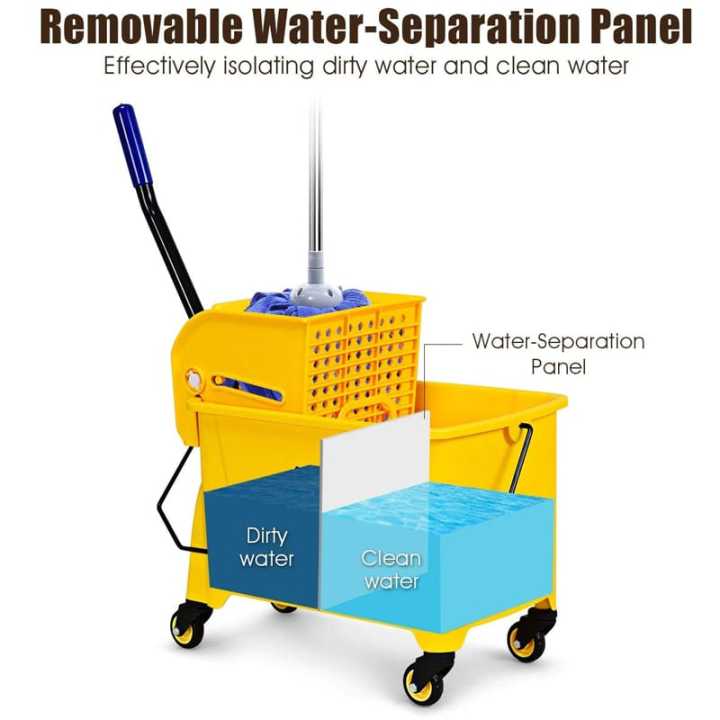 Extra%20Strong%20Yellow%20Heavy%20Duty%20Mop%20Bucket%20%20with%20Wringer%2020Litre%20/%2020L%20Mop%20Bucket%20with%20Wringer%20Down%20Press%20-%20Image%203