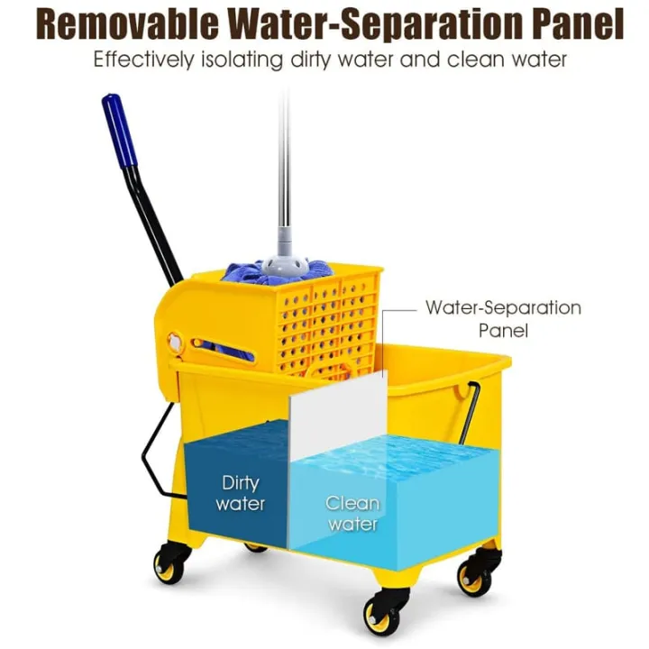 Extra%20Strong%20Yellow%20Heavy%20Duty%20Mop%20Bucket%20%20with%20Wringer%2020Litre%20/%2020L%20Mop%20Bucket%20with%20Wringer%20Down%20Press%20-%20Image%203