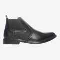 Black Leather Chelsea Ankle Boots For Men. 