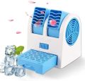 Portable Mini Cooler USB and Battery Operated Water Air Cooler Cooling Fan Dual Blower with Ice tray Chamber Fan for kids, Travel, Office, Kitchen. 