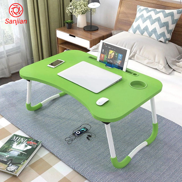 Portable Laptop Table: Foldable Desk with Legs, iPad Slot - Ideal for Eating, Working, and Studying Anywhere