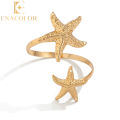 Enacolor Vacation Elegant Gold Metal Pearl Starfish Opening Armband Bangles for Women Girl Arm Chain Accessories Ocean Beach Jewelry New. 