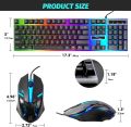 Computer Gaming Keyboard and Mouse Combo LED Lights Wired USB Working Keyboard Mouse Set. 