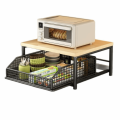 Multi-Functional With Drawers Microwave Stand Space Saving Countertop Storage Multi-Appliance Rack Kitchen Organizer Rice Cooker. 