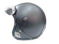 TNS Black Leather Jet Helmet. 