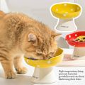 New Ceramic Neck Protection Pet Bowl Slanted Mouth High Feet Mushroom Cat Bowl Anti-black Chin Anti-knockover Pet Food Bowl Cat Dog. 