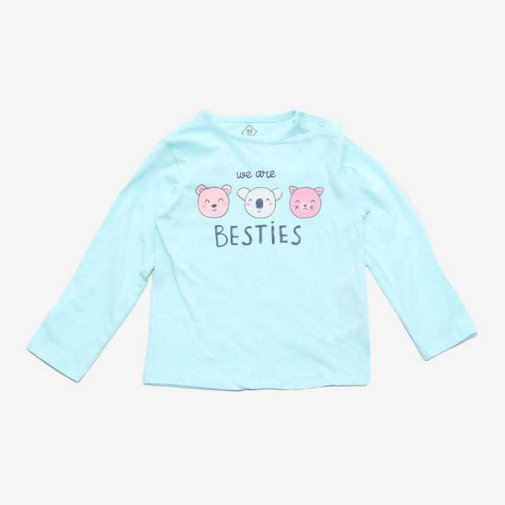 Sky Blue We Are Besties Printed T-Shirt For Kids