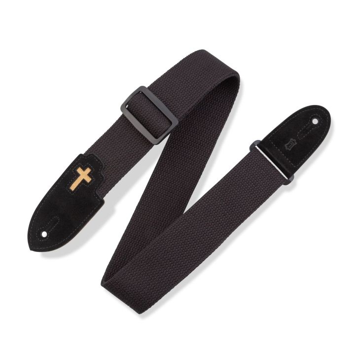 Levy's Leathers MC8C-BLK Cross Inlay - Guitar Strap - Black