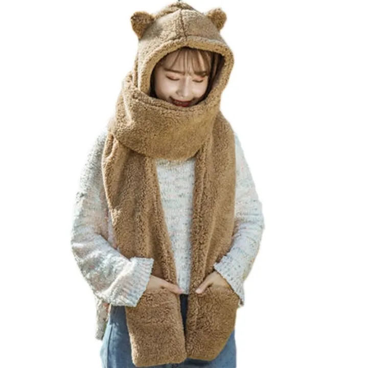 3%20In%201%20Hat%20Scarf%20Gloves%20Set%20Winter%20Warm%20Cute%20Bear%20Ears%20Plush%20Hoodie%20For%20Girl%20-%20Image%206
