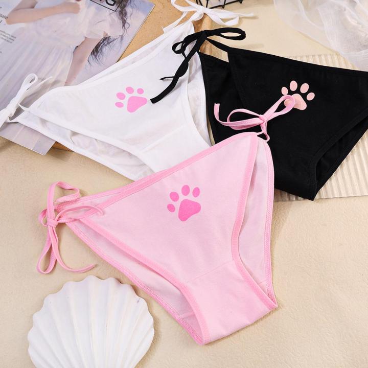 Low Waist Bikini Panties Thong Panties Soft Cotton Cute Claw Invisible Breathable Women Lovely Underwear Ladies Underpants