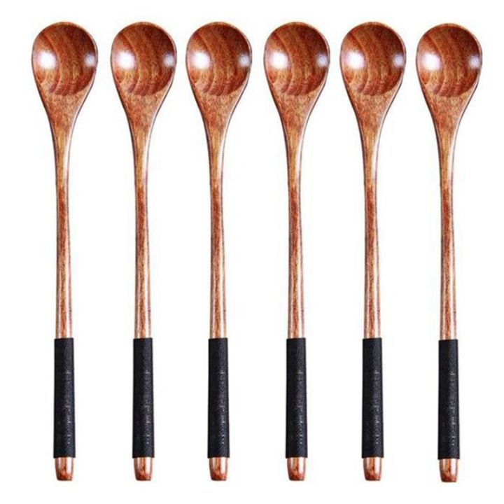 NAMUNY%206Pcs%20Long%20Handled%20Wooden%20Spoons%20Mixing%20Spoon%20Wood%20Tableware%20&%204Pcs%20Coffee%20Machine%20Cleaning%20Set%20Coffee%20Grinder%20Brush%20-%20Image%204