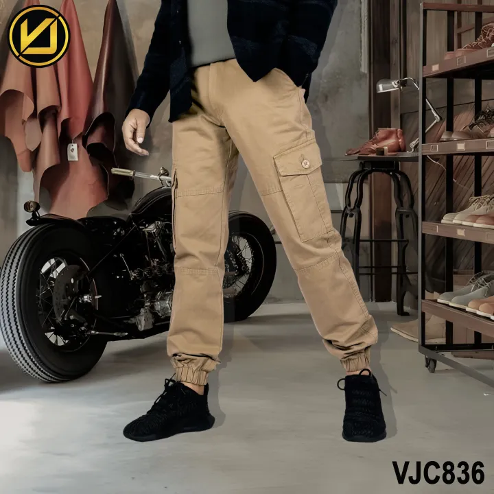 VIRJEANS%20(VJC836)%20Cargo%20Box%20Joggers%206%20Pocket%20Pant%20For%20Men-Khaki%20-%20Image%205