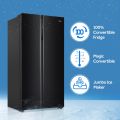 Haier 630 L Double Door Side By Side Convertable Refrigerator With  Inverter Technology HRS-682KG, Black Glass,Glass Door. 