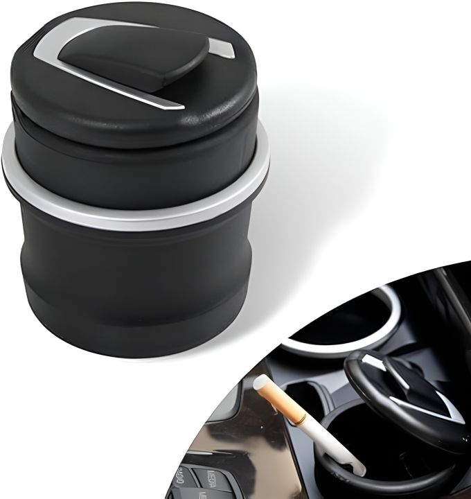 Car Ashtray with Lid, Mini Detachable Auto Ashtray, Portable Smokeless Cylinder Cup Holder