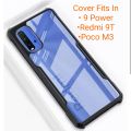 Redmi 9 Power / Redmi 9T / Poco M3 Clear Transparent With Bumper Cover Case Non Yellowing. 