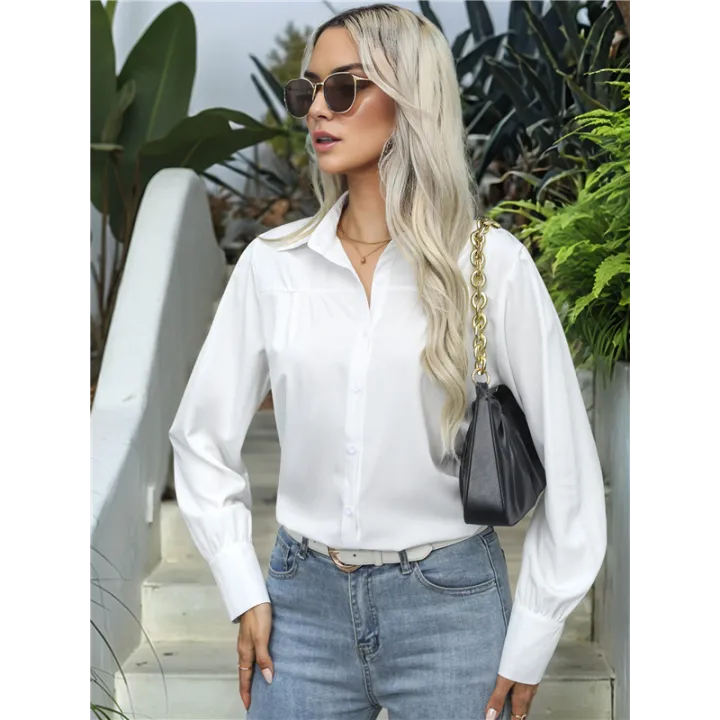 Womens%20Long%20Sleeve%20Office%20Shirt%20Tops%20White%20M%20-%20Image%203