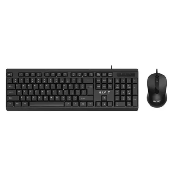 HAVIT KB270CM | WIRED KEYBOARD AND MOUSE Combo | USB Keyboard | English Font | Office Keyboard | 1 Year Warranty
