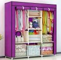 Portable Clothes Storage Organizer Rack Shelves, Cloth Daraz, Non-Fabric Cover Standing Closet. 