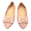 Pink Miss Buckle Design Closed Shoes For Women. 