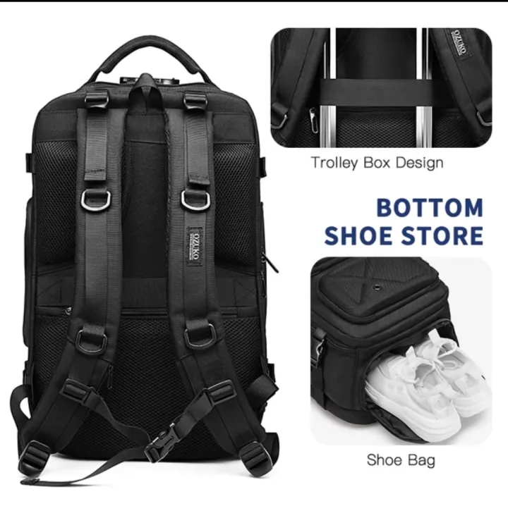 OZUKO%20Anti%20Theft%20Backpack%20USB%20Charging%20Large%20Backpacks%2015.6"%20Laptop%20Backpack%20Waterproof%20Travel%20Bag%20with%20Shoe%20Pocket%20-%20Image%207