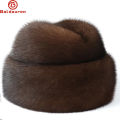 Russian Motorcycle Black Men's Aviator Mink True Thickened Winter Cap/Brown Label Senior Ears Warm Hat Style Mink Hat. 
