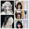 Gothic style Sweet Lolita Lace Headband Jk Kawaii Ruffled Hairband Hair Accessories Ribbon Bow Anime Maid Cosplay Headdress Cosplay Accessory. 