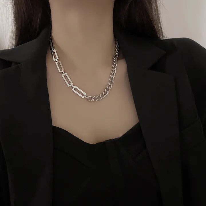 Sweet%20Chain%20Sweater%20Shirt%20T%20White%20Assembly%20Men's%20Necklace%20Steel%20Thick%20Hardware%20Cuba%5D%20Original%20%5BGlobal%20Best-Selling%20Titanium%20Women's%20Hip%20Hop%20Clavicle%20Chain%20Cool%20Accessories%20-%20Image%202