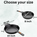 MANTURAJ Pre-Seasoned Cast Iron Frypan | Cast Iron Skillet | Induction Frying Pan (20CM/26 CM). 