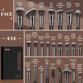 FLAWED FOUNDATION BRUSH, BEAUTY EYE FACE SET, MAKEUP HOLDER, MANGE PROFESSIONAL GIFT BOX, 25 BRUSH SHADE AND CONTOUR BRUSH. 