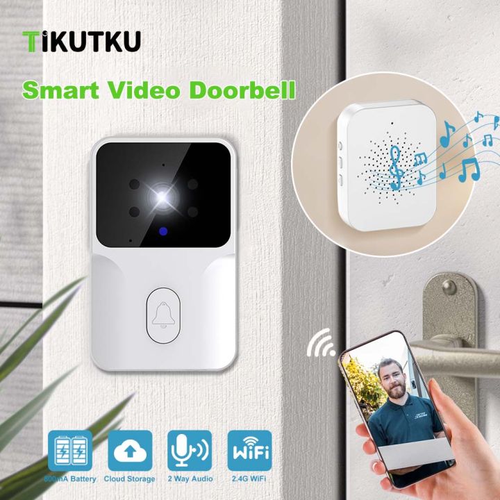 Bizzy Video Doorbell Camera with Chime WiFi Wireless Night Vision Smart Home Indoor Security Protection Rechargeable Battery Door Bell