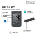 Microlife BP B4 BT Bluetooth® | Digital Blood Pressure Monitor for Home Use | Fully Automatic Upper Arm BP Machine | Large LCD Display | Memory for 2 Users | Comfortable Cuff (22–42 cm) | Battery Operated or Type-C Data Cable. 