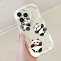 Hontinga for Realme C55 Back Cover Panda Cream Wavy Edge Silicone Phone Case. 