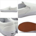 Vans White Classic Leather Slip On Shoes for Unisex 2240F. 