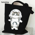 Sutuiying High Capacity Women Men Canvas Shoulder Bags Cute Cats Cartoon Anime 2025 Tote Bag Teen Girls Beach Bag Funny Kitten Female Handbags. 