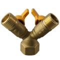 Strength Brass Y Valve Y Shape 2 Way Connectors Shut Off Valve Washing Machine. 